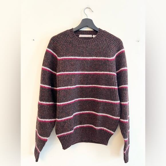 Vintage NWT deadstock 100% virgin wool striped pullover sweater crew neck medium - Picture 1 of 8